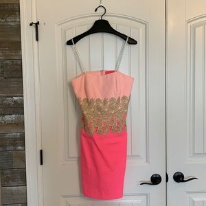 Pink Lilly Pulitzer strapless mini dress